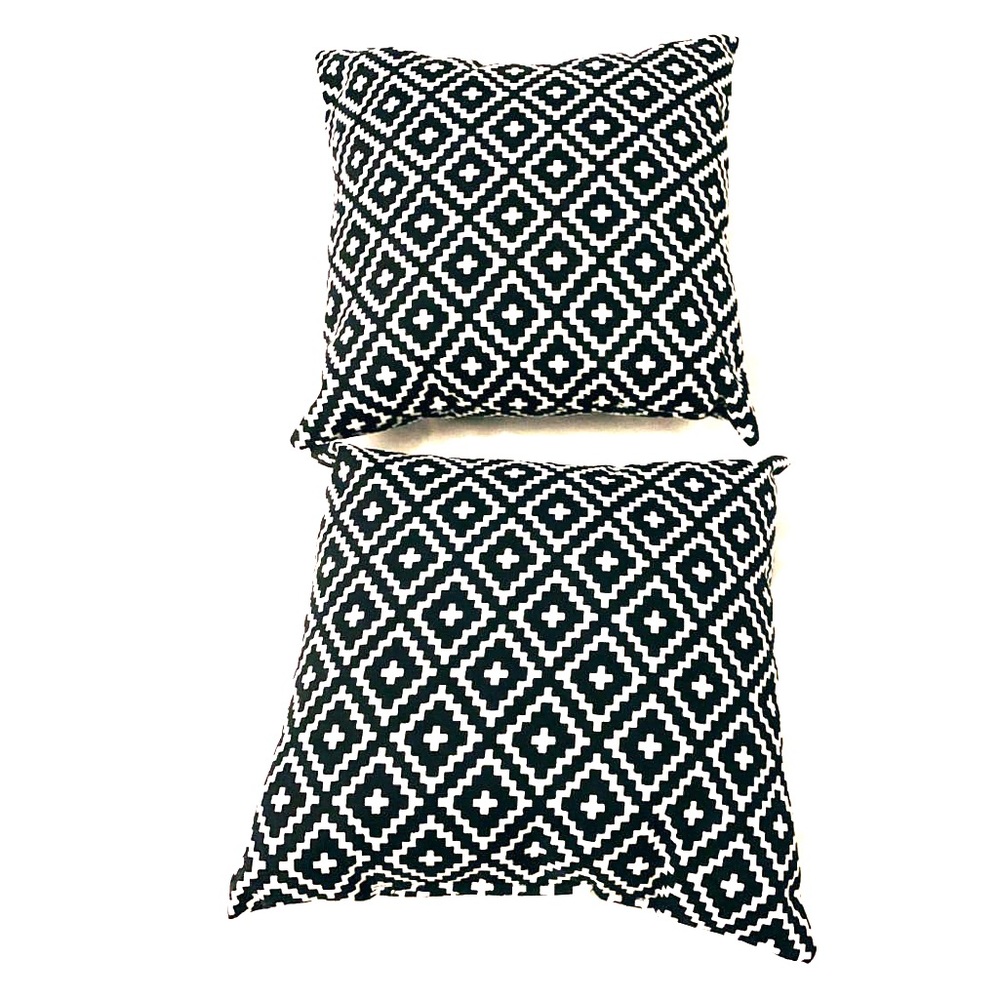 Black and white patterned outdoor pillows